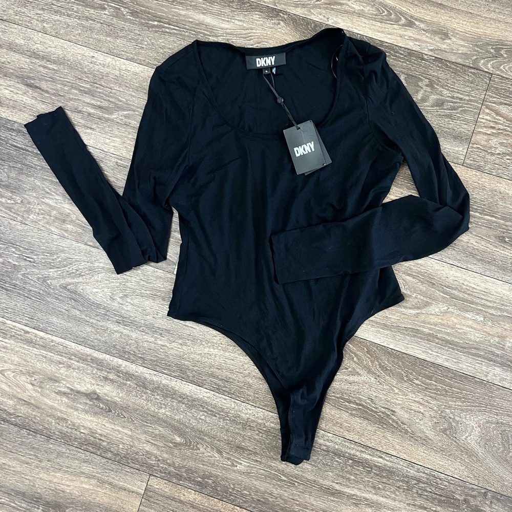 DKNY Black Long Sleeve Bodysuit NWT